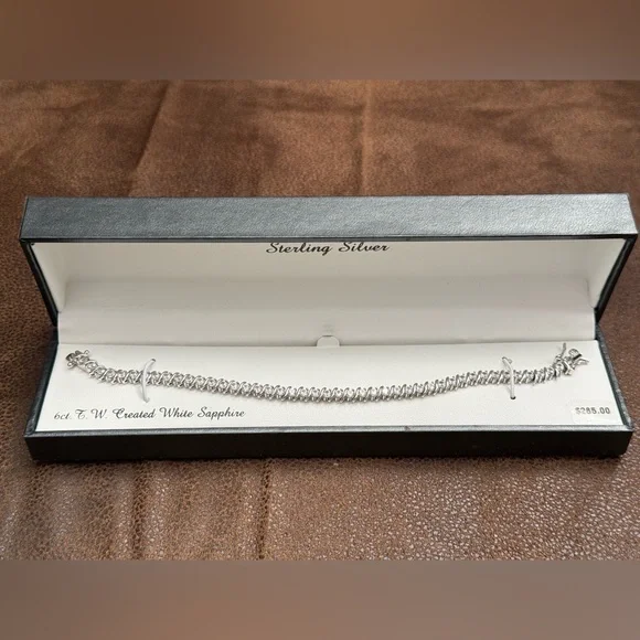 Sterling Silver Bracelet with 6ct. T.W. White Sapphire - Picture 1 of 1